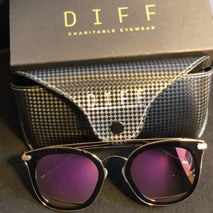 NWT DIFF Eyewear Fashion Sunglasses Black/Pink